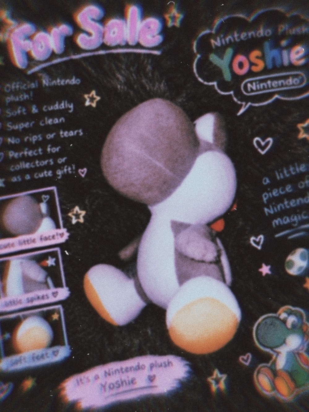 Nintendo Gray & White Yoshi Plush Figure with Yellow Soles